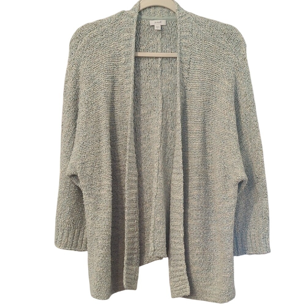 J. Jill Open-Front Knit Cardigan 3/4 Sleeve Blue